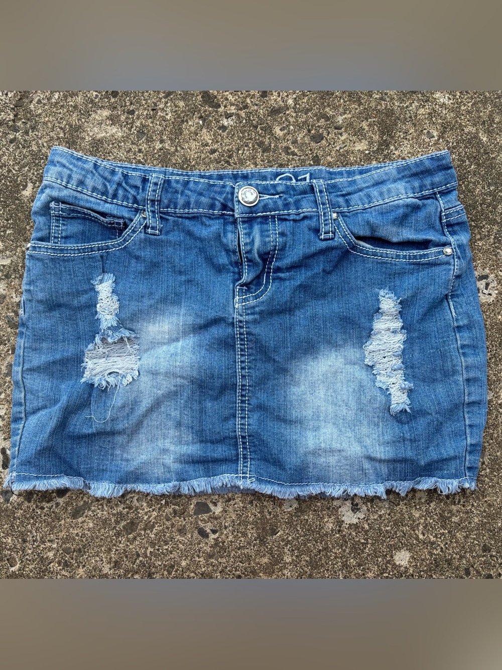 Rue21 Distressed Blue Denim Mini Skirt